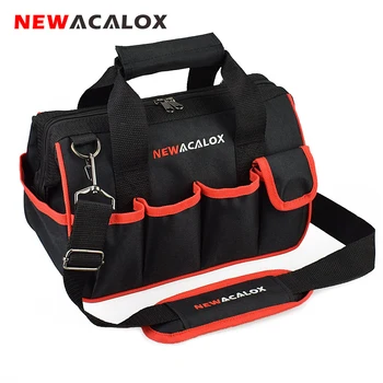 

NEWACALOX 12" Tool Bags Small Thicken Hardware Professional Electrician Repair Storage Work Bag Holder 600D Close Top Wide Mouth