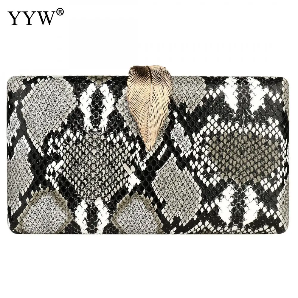 black white YYW клатч женская сумка через плечо Сумочка Модный Змеиный узор основной многоцветный женский клатч для вечеринки - Цвет: black white