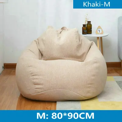 S/M/L ленивый чехол для дивана льняное Кресло-мешок надувной диван татами гостиная открытый портативный мягкий диван - Цвет: Khaki - M