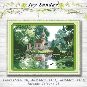 

The lakeside houses Patterns 14CT 11CT Counted Cross Stitch Sets embroidery set Needlework kit chinese cross stitch Home decor