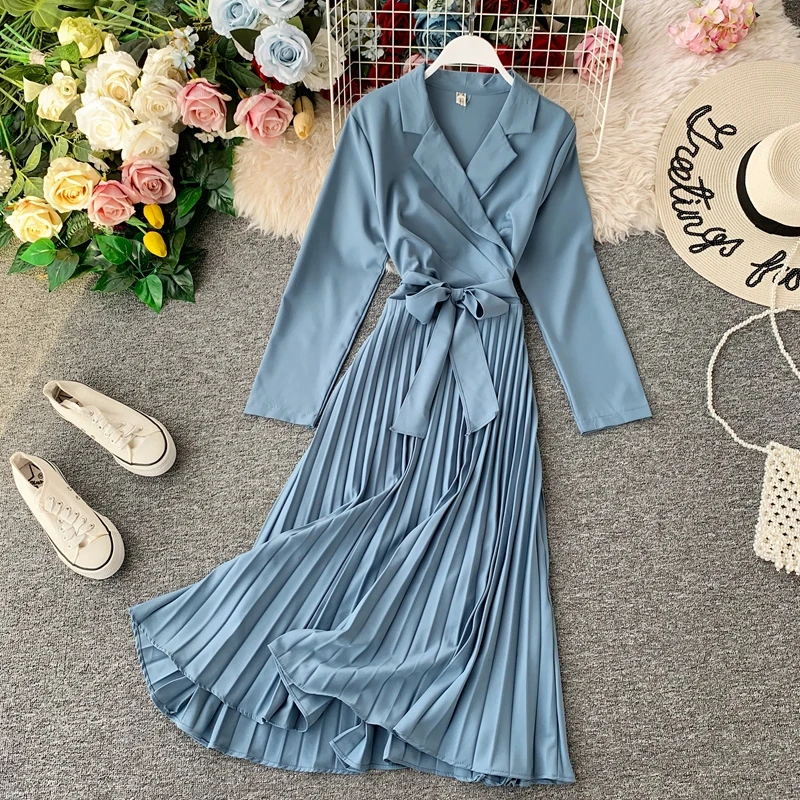 Высокое качество осень 2019 модное женское винтажное элегантное одноцветное