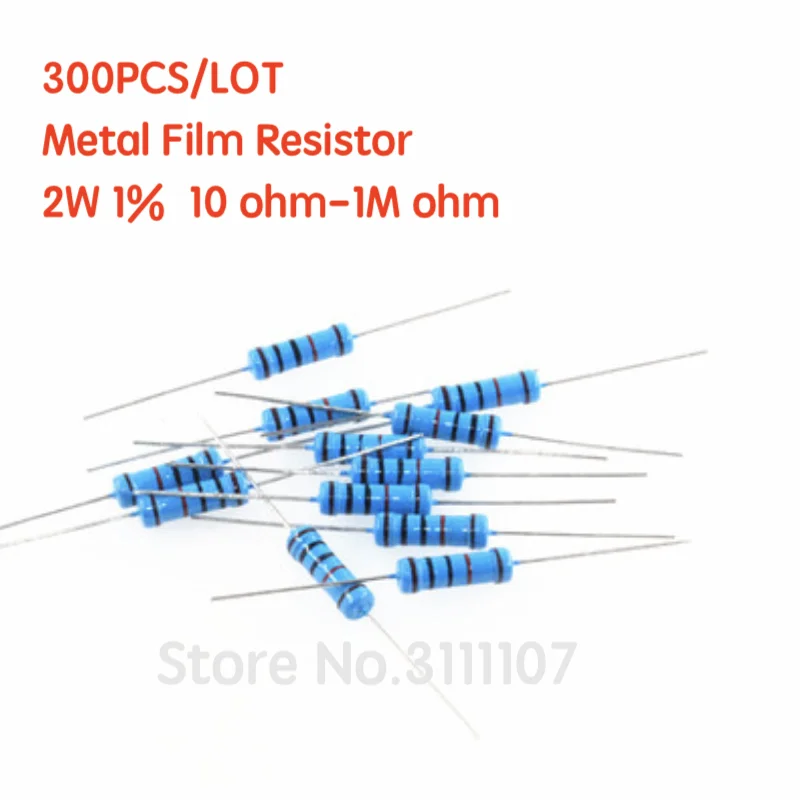 300PCS/LOT 2W  1% 10 ohm-1M ohm Metal Film Resistor Kit 1% Resistor Assorted Kit Set  Resistance Pack 30 Values Each 10 pcs 600 pcs 30 values 20pcs each value metal film resistor pack 1 4w 1% resistor assorted kit set