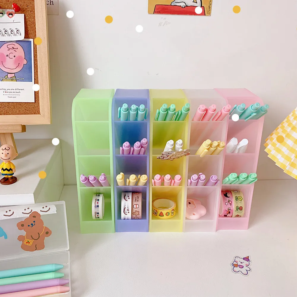 New Desk Pen Holder Pencil Makeup Storage Box Desktop Organizer School Office Stationery