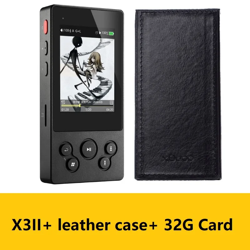 32G and leather case XDUOO X3II X3 II AK4490 USB DAC Bluetooth портативный HD MP3/WAV/FLAC музыкальный плеер Hiby link встроенный контроль - Цвет: 32G and leather case