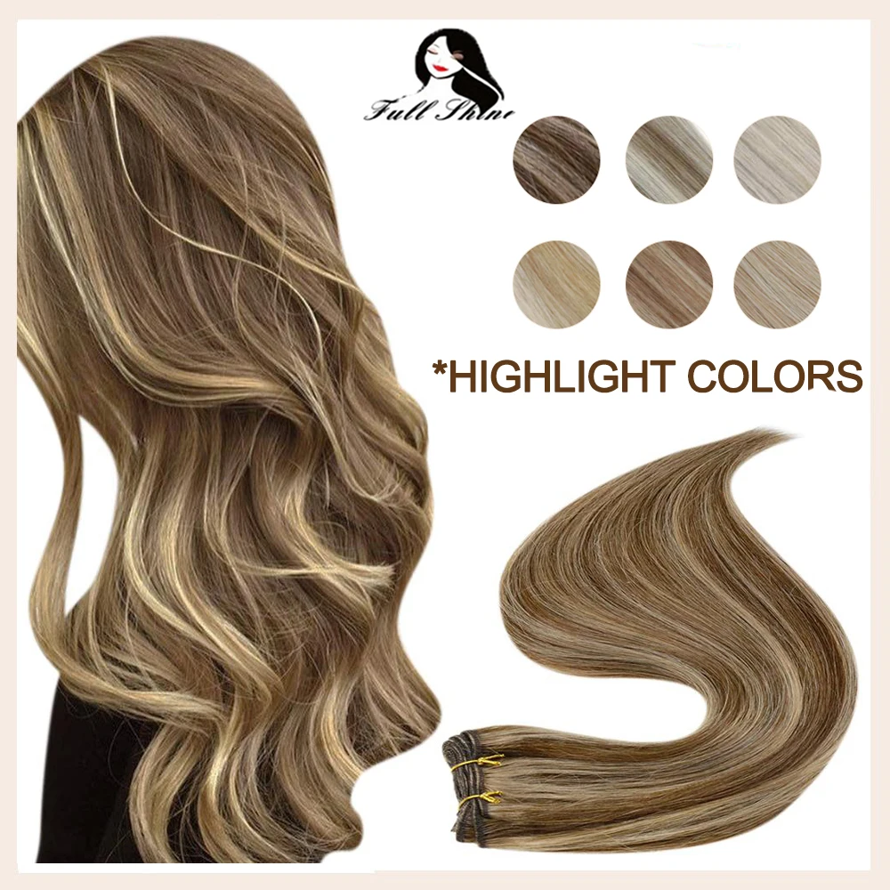 Cabello humano de trama completa brillante, Color Piano, mechones de trama recta de 100g, doble trama, cosido en cabello Remy sin Clip, cabello brasileño Remy