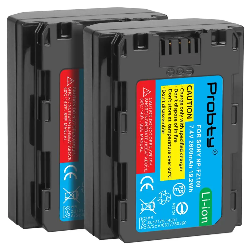 

2 Pcs NP-FZ100 NP FZ100 Camera Battery Rechargeable For Sony ILCE-9 Alpha 9 A9 9R A9R 9S A9S A7RIII A7R3 7RM3 A7m3 ZV-E1