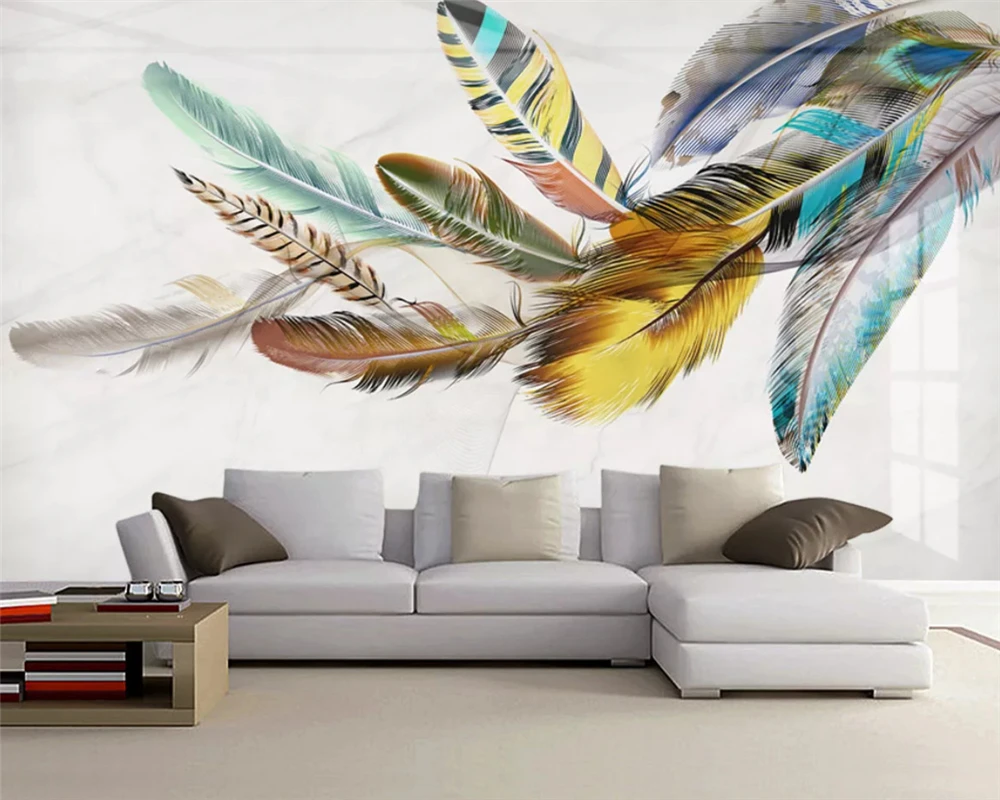 Tanie Beibehang tapety home decor dostosowane klasyczne nowoczesne minimalistyczne pióra piękna