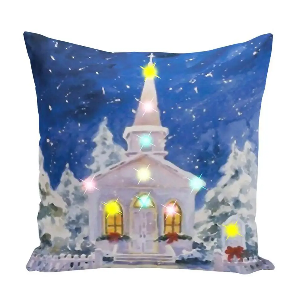 Merry Christmas Чехлы для подушек светодиодные простые счастливые новогодние наволочки снежные винтажные Чехлы для подушек наволочки