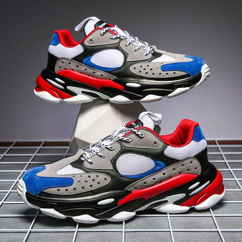 Мужские кроссовки на массивном каблуке Новинка повседневная обувь плоской