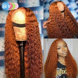 Orange Ginger Frontal Wig 13x4 Curly Human Hair Wig HDTransparent Lace Kinky Curly Lace Front Wig PrePlucked Deep Curly Wig