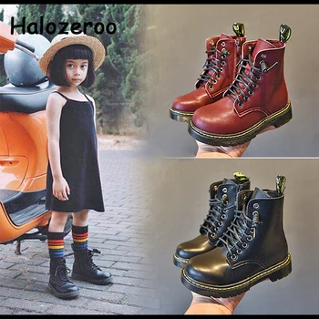 

New Autumn Kids Martin Boots Girls Leather Boots Baby Boys Ankle Boots Children Brand Black Shoes Casual Boots Soft School Boots