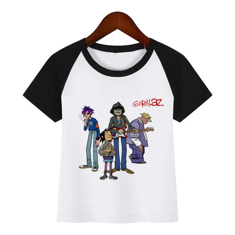 Gorillaz/футболка в стиле рок-группы с принтом «лапша», «Мердок», «руссель», детские летние топы с круглым вырезом, футболка для маленьких девочек, повседневная детская одежда
