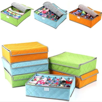 

7/16/24 Grids Underwear Bra Storage Box Foldable Storage Box Drawer Organizers Socks Storage Bag Cabinet Socks Storage Boxes