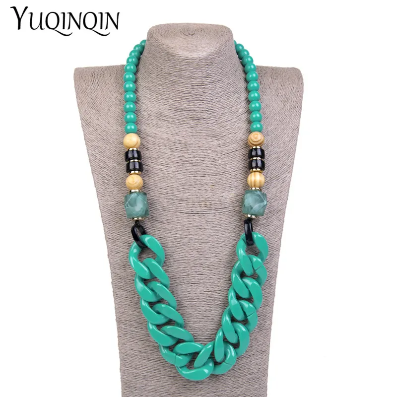 Fashion Big Long/Custom Chain Necklaces Female Statement Beads/Vintage Necklace Women Resin Acrylic Simple Designer Punk Jewelry | Украшения