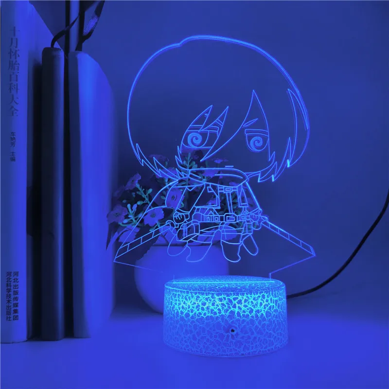 Приложение управления атака на Титанов Mikasa Ackerman ночник 3d иллюзия Лампа для