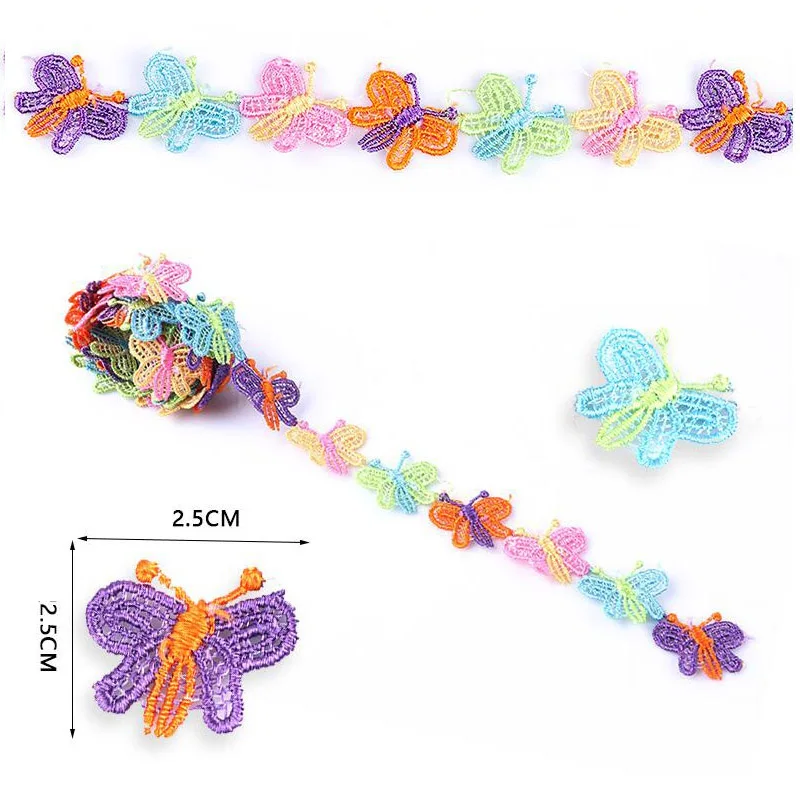 Small butterfly 1 метр красочные лепестки кружева Полиэстер Водорастворимые Вышитые Пальто DIY материалы ручной работы одежда ручной работы - Цвет: Small butterfly