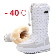 Женские ботинки; зимняя обувь; женские теплые водонепроницаемые высокие сапоги на платформе с толстым плюшем; botas mujer; Размеры 35-42