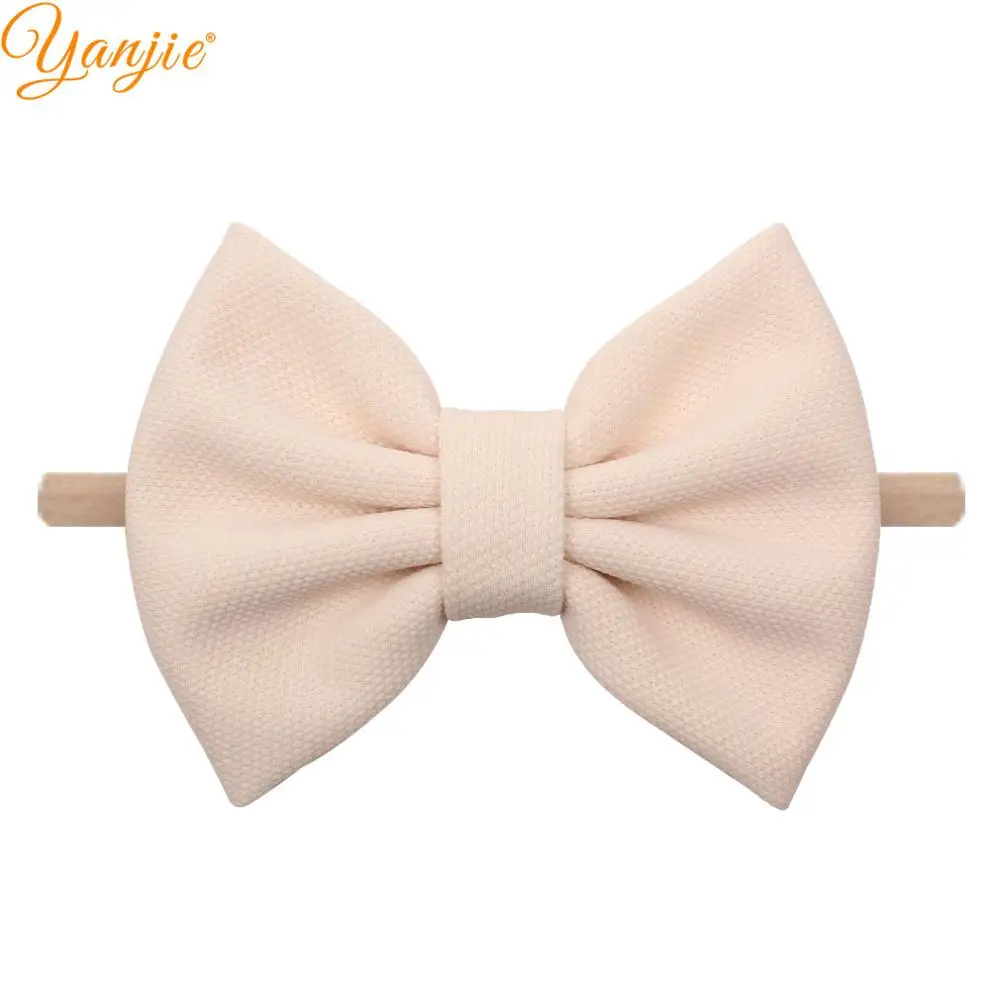 YML5NL-ivory Новые 5 ''банты для волос, ободок для девочек, шикарные однотонные весенние резинки для волос для детей, аксессуары для волос для девочек, головной убор - Цвет: YML5NL-ivory