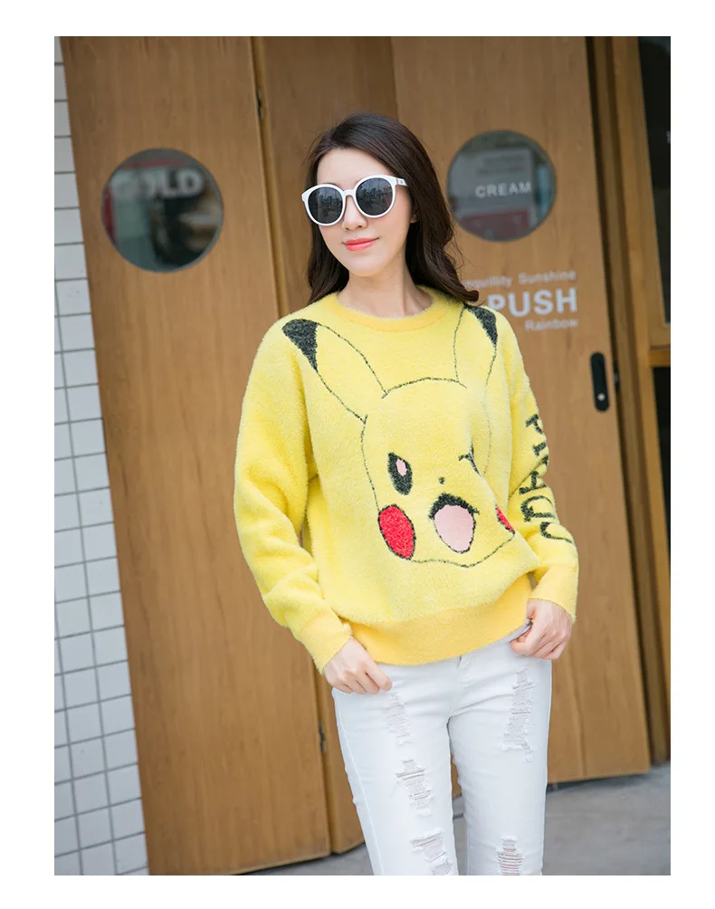 Cartoon Pikachu Family Sweater Winter Mommy Daughter Clothes Pajamas Family Matching Outfits New Mother Daughter Family Outfits