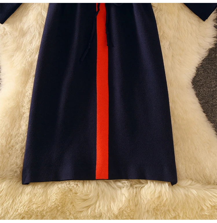 Amolapha, женские популярные цветные вязаные платья с высокой талией, зимнее платье-свитер с длинным рукавом на шнуровке, цветное лоскутное платье-свитер Aline