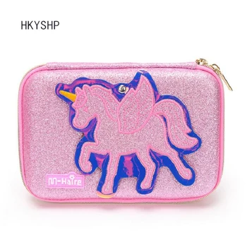 

HKYSHP creative cute unicorn embroidery pencil bag student multi-function stationery box school supplies office stationery