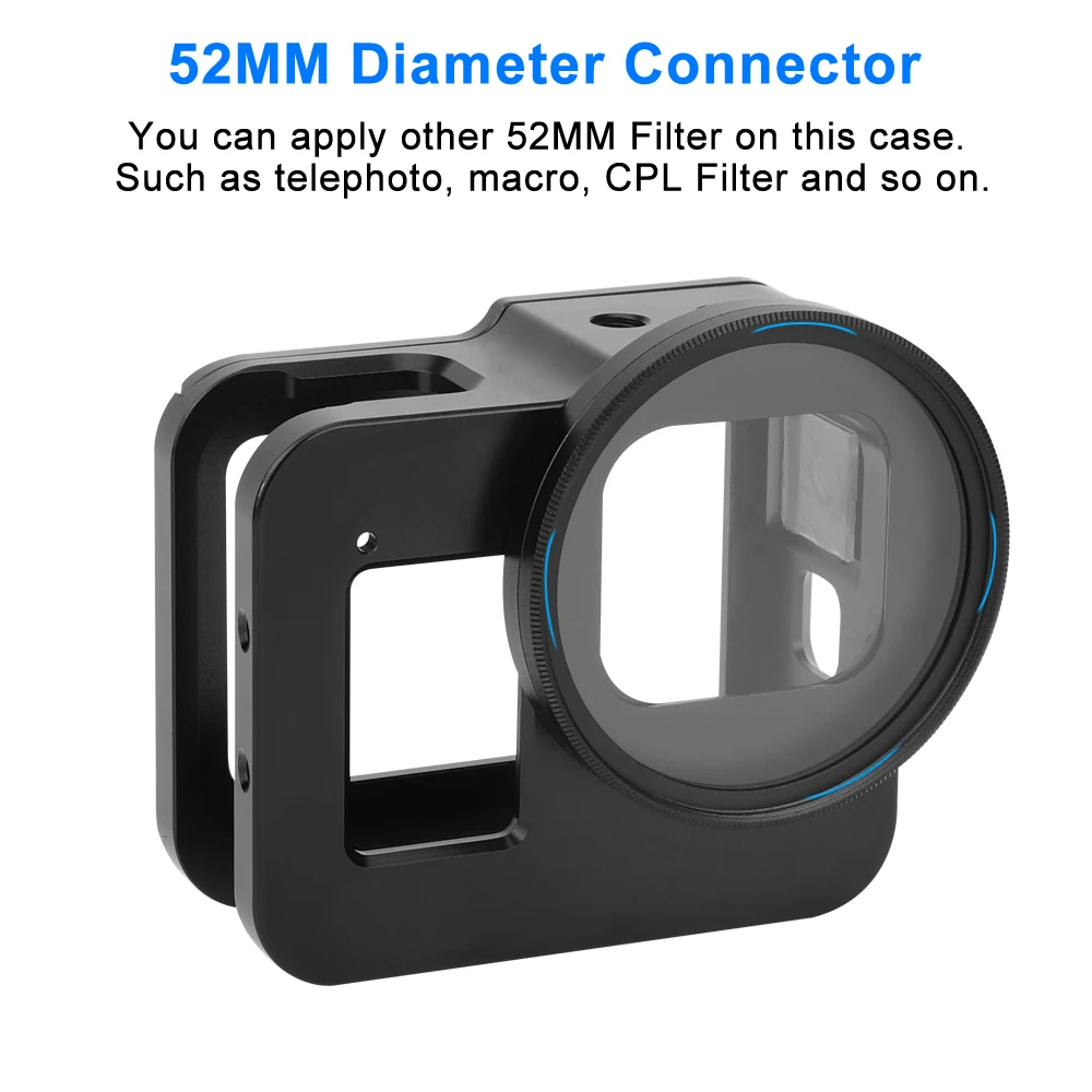 Liga de Alumínio Protetor para Gopro Gaiola + Filtro uv para go Case Hero Preto Metal Quadro Lente Pro Câmera Acessórios 8 - Image 4