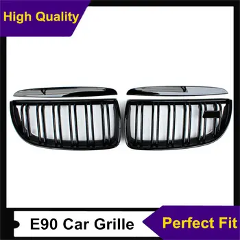 

Pair Car ABS Front Mesh Grille Grille For B M W 3 Series E90 2005-2007 Glossy Black Racing Grille Replacment Front Bumper