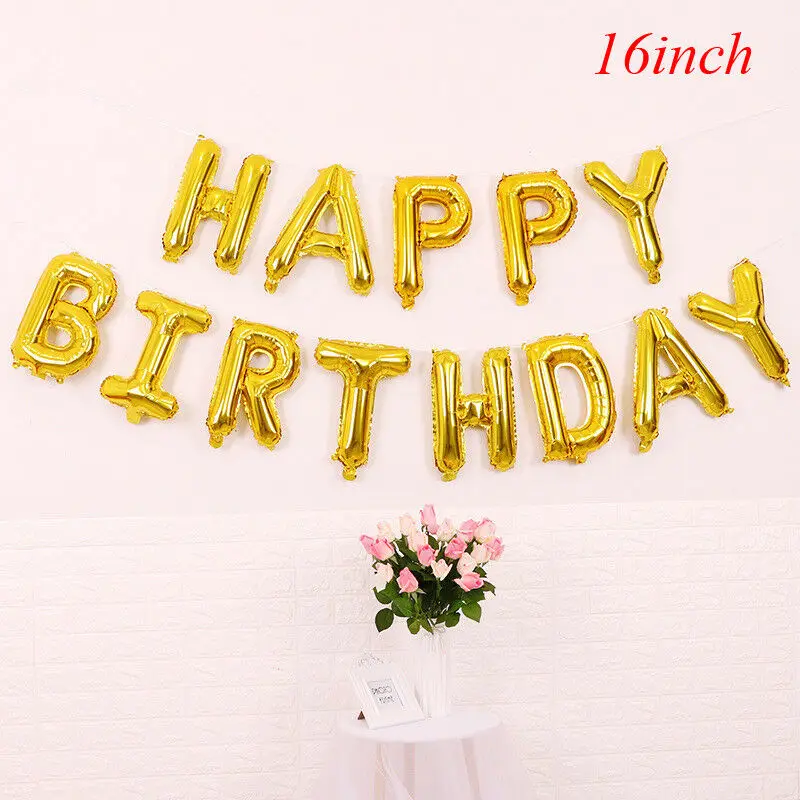16" Happy Birthday Balloons Letter Foil Birthday Party Supply Banner Decorations