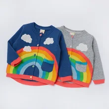 Детская одежда; 18 весенний свитер с радужным узором для девочек; кардиган; Детский свитер; 12c38