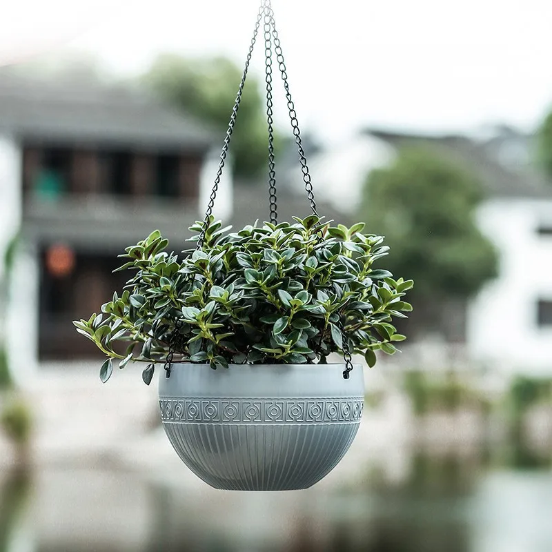 Imitation Rattan Hanging Basket  Flower Pot Chain  Basin  Economic Hydroponic Plants Plant Grow Basin Home Garden Decoration