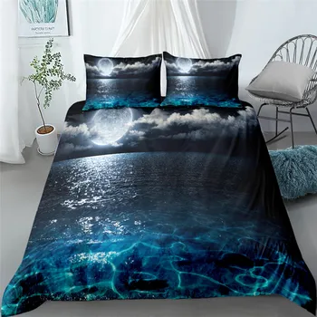 

twilight moon landscape bedding set king queen double full twin single size bed linen set