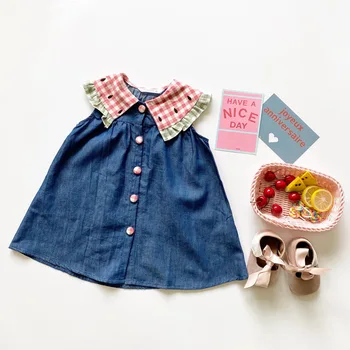 

Tonytaobaby Girls Dress Watermelon Fold-down Collar Sleeveless Pure Cotton Soft Dress Dress Girl