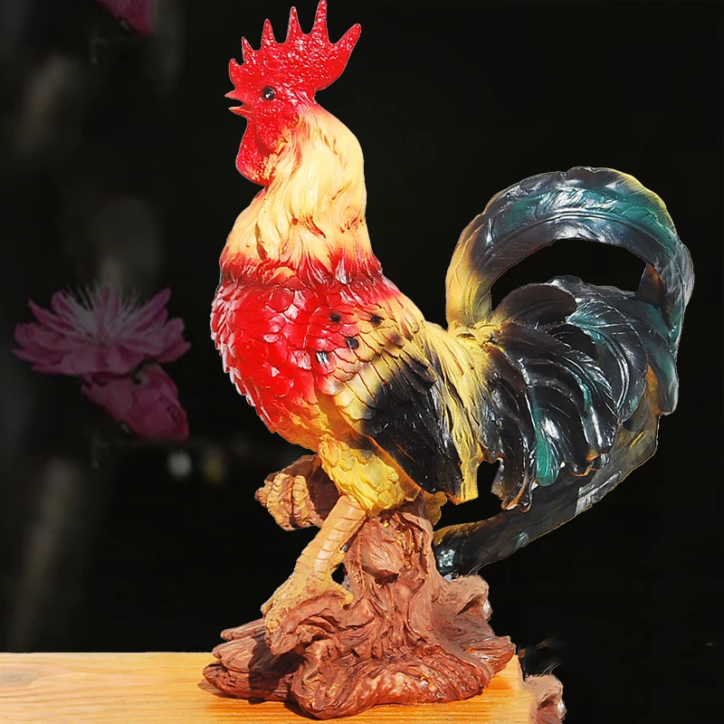 Европейский смолы Керамика зодиака курица Лаки Фортуна Feng Shui Big Rooster Скульптура
