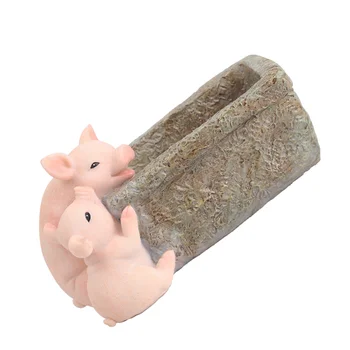 

1PC Resin Flowerpot Cute Piggy Pot Succulent Plant Pot Cactus Plant Pot Container Planter (Pig Couples)