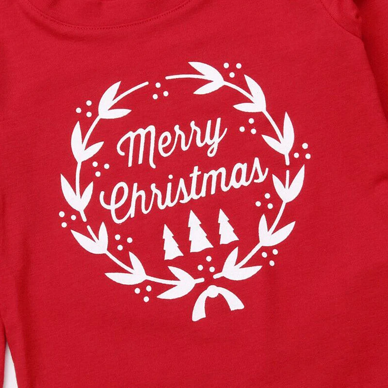 Одинаковые комплекты для всей семьи; красные повседневные рождественские пижамы с длинными рукавами и надписью; одежда для сна для маленьких детей; одежда для сна; Новогодняя одежда