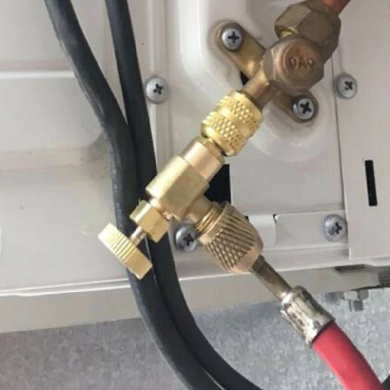 Adaptador de aire acondicionado de carga de refrigeración para R410A R22, manguera de de seguridad líquida de 1/4 pulgadas, adaptador de cobre R22|Repuestos de bombas| - AliExpress