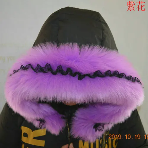 violet Exsclusice из искусственного меха енота зимные воротники Зимний пуховик декоративная куртка с меховым воротником; куртка-парка, пальто с меховым капюшоном-воротником пушистый мех - Цвет: violet