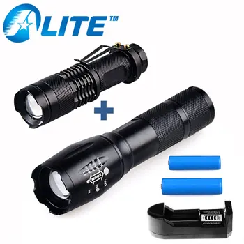 

Promotional Hot Sale CREE T6 LED Tactical flashlight + Q5 Mini Lanterna Zoomable Torch Light