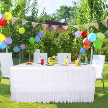 3 Слои Тюль Юбка для стола элегантного нежного образа, Юбка для стола s Baby Shower День рождения Юбка для стола s для банкета, Свадебный декор