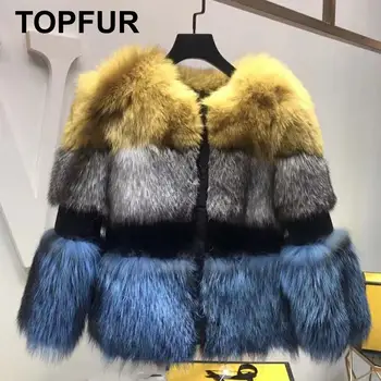 

TOPFUR Casual Luxurious Winter Warm Natural Fur Jacket Fluffy Fur 2019 Fashion Women Real Fur Coat Down Silver Fox Basic Jackets