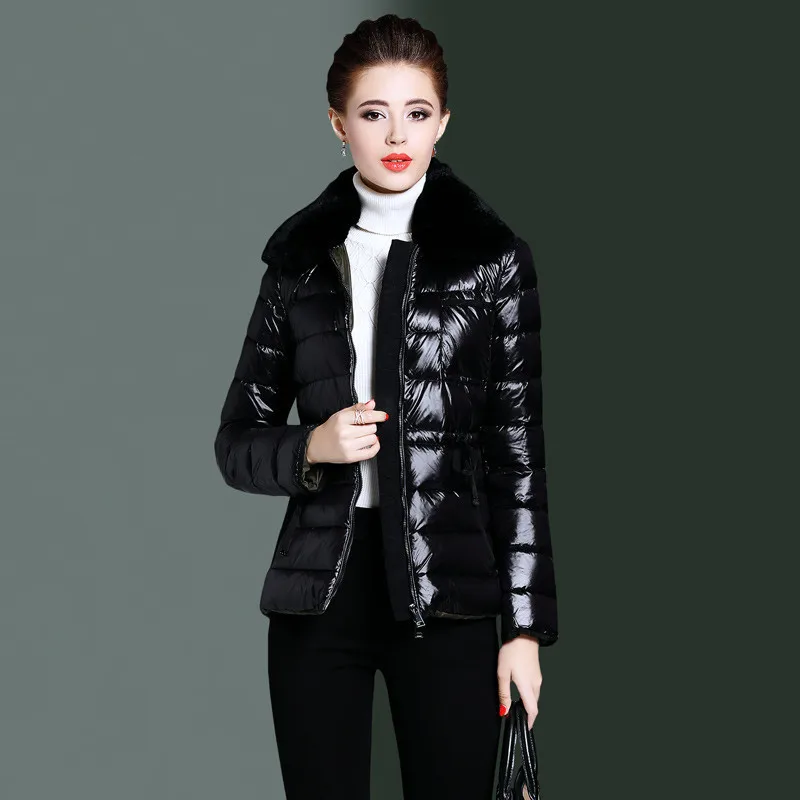 Женская куртка на пуху зимняя женская с меховым воротником корейские куртки для