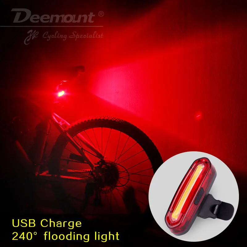 LED USB Rechargeable Bicycle Bike Cycling Front Tail Rear Light Warning Lamp