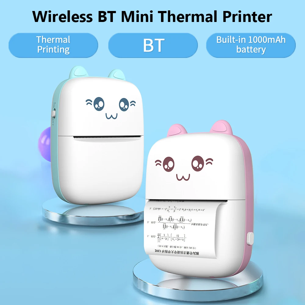 Портативный мини-принтер 203 точек/дюйм для фотоэтикеток печати неправильных