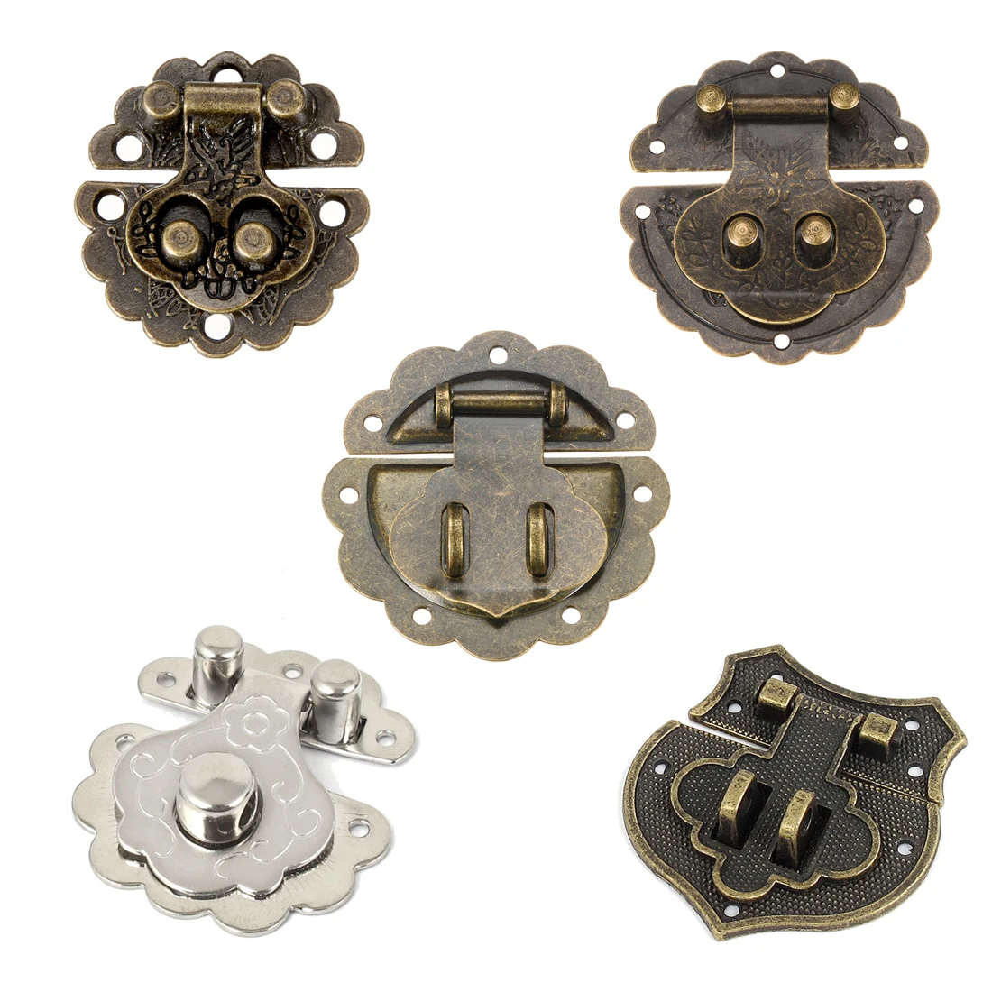 

uxcell 1/2/5/10pcs Wood Case Latches Chest Box Rectangle Clasp Closure Hasp Bronze Tone 30x30/40x40/58x58/78x78mm