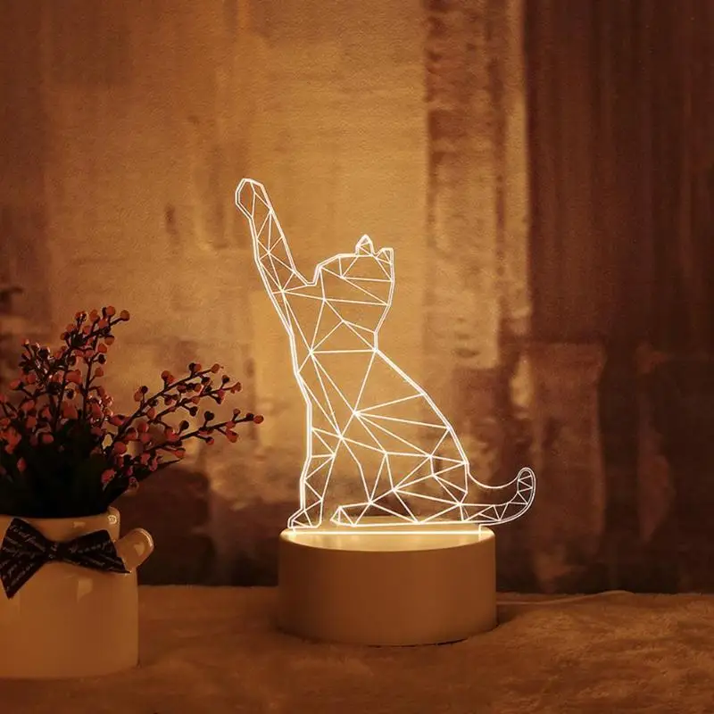 3D светодиодный ночник в форме кошки, домашний декор для спальни, ночник для нового года, для детей, для гостиной, спальни, освещение