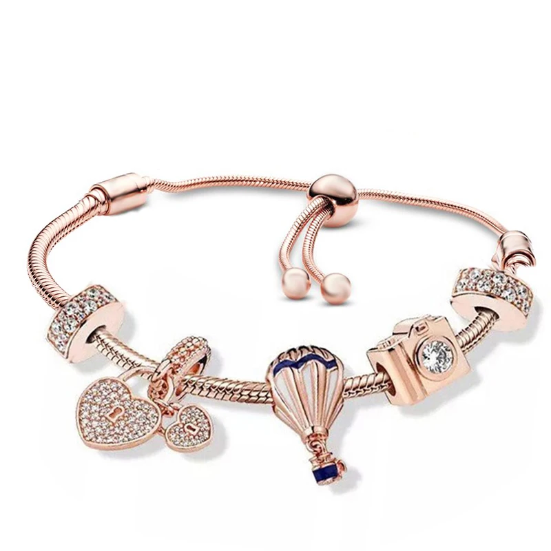 Silver Plated Crystal Feather Charm Bracelets With Adjustable Chain Bracelet For Women Wife DIY Brand Romantic Jewelry Gift bracelet jewelry