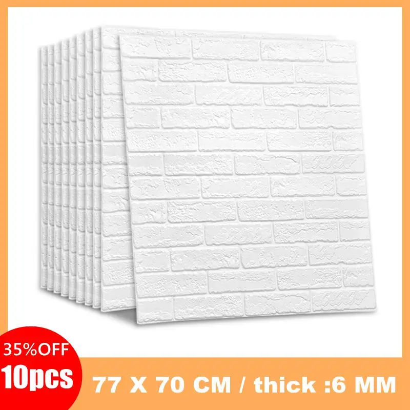 Wall-Sticker Brick Tv-Wall Bedroom Living-Room Classic 3D 10pcs Grain for 6MM Extra-Thick