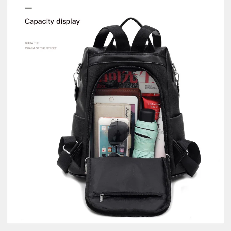 High Quality PU leather Panelled backpack White Black Anti Theft Women Backpack 2019 Fashion Brand Rucksack for Ladies Back Pack (9)