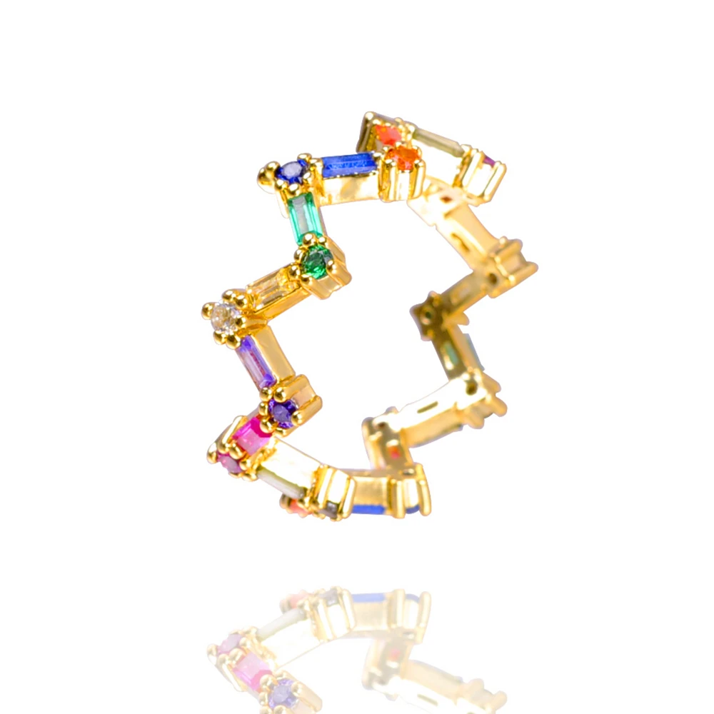 Осеннее стильное Радужное кольцо, Золотое циркониевое женское кольцо, роскошное регулируемое обручальное кольцо, вечерние ювелирные изделия для женщин, подарок