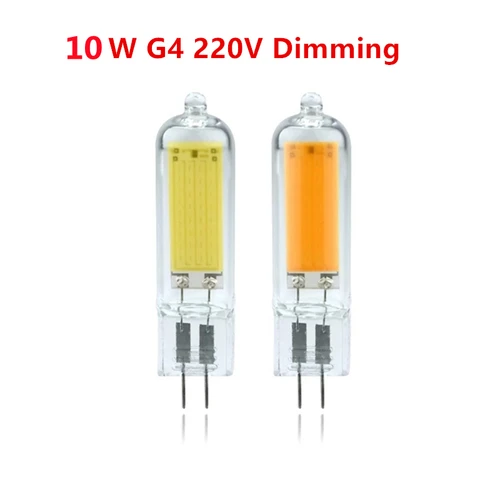 조도 조절 가능 유리 라이트 캔들 라이트, 5W, 10W, G4, G9, COB LED 램프 전구, AC, 110V, 220V, 30W, 40W 할로겐, 샹들리에 교체, 10 개/로트 3
